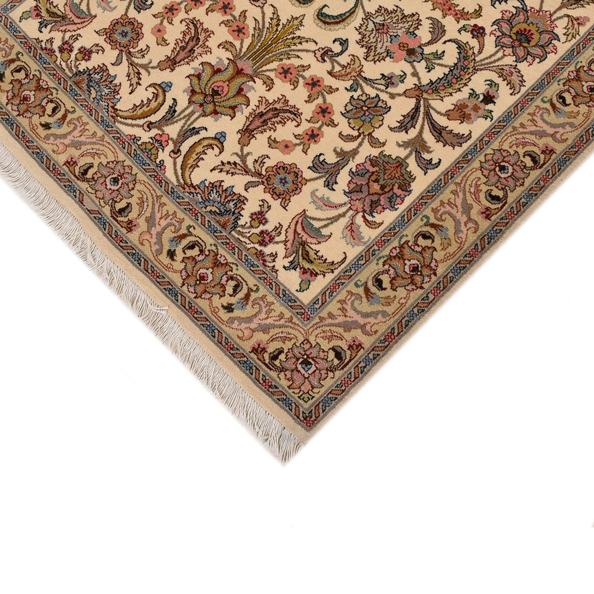 Tapis de couloir Tapis persan - Tabriz - Royal - 405 x 84 cm - beige
