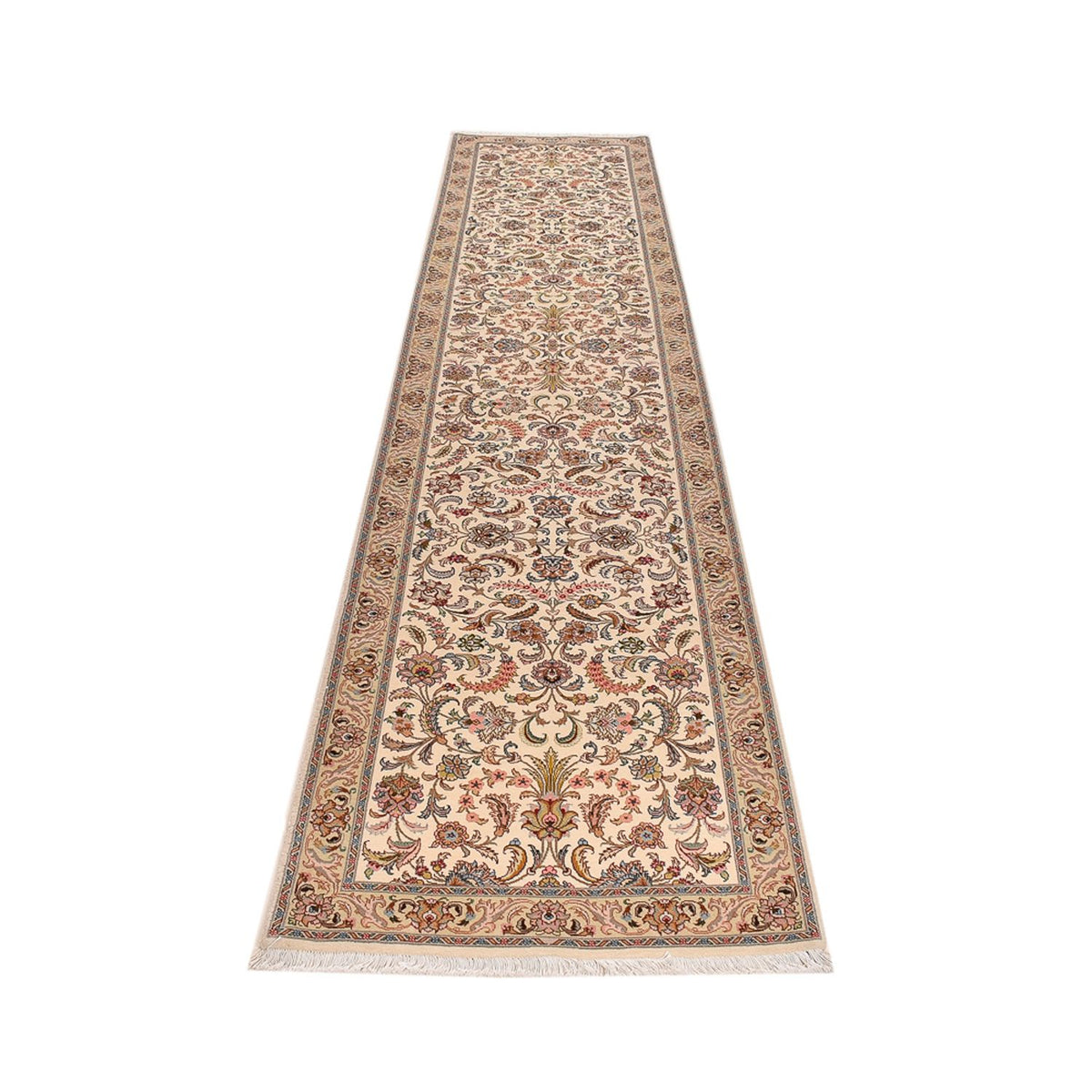 Tapis de couloir Tapis persan - Tabriz - Royal - 405 x 84 cm - beige