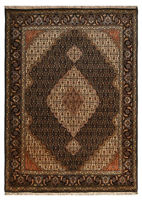 Tapis persan - Tabriz - Royal - 205 x 146 cm - marron foncé