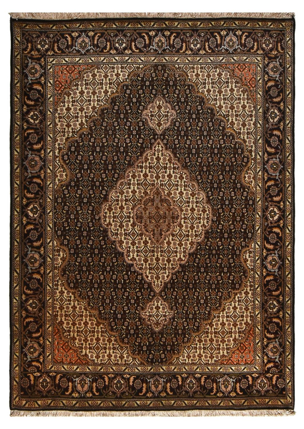 Tapis persan - Tabriz - Royal - 205 x 146 cm - marron foncé