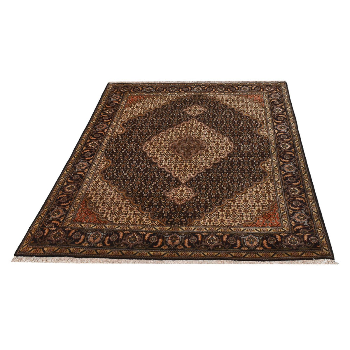 Tapis persan - Tabriz - Royal - 205 x 146 cm - marron foncé