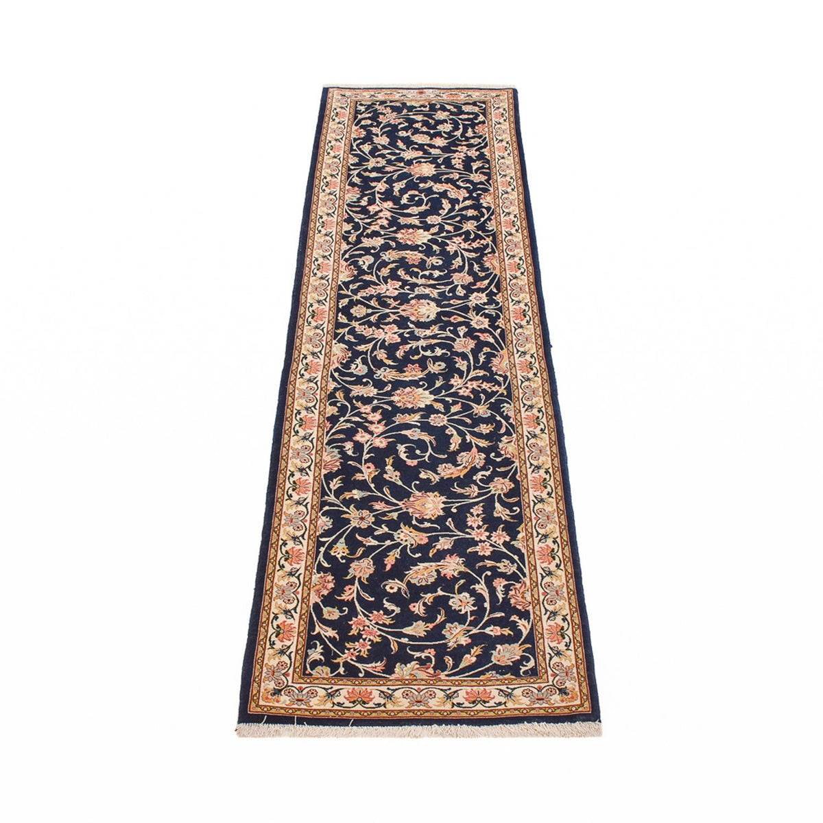 Tapis de couloir Tapis persan - Ghom - Royal - 244 x 58 cm - bleu foncé