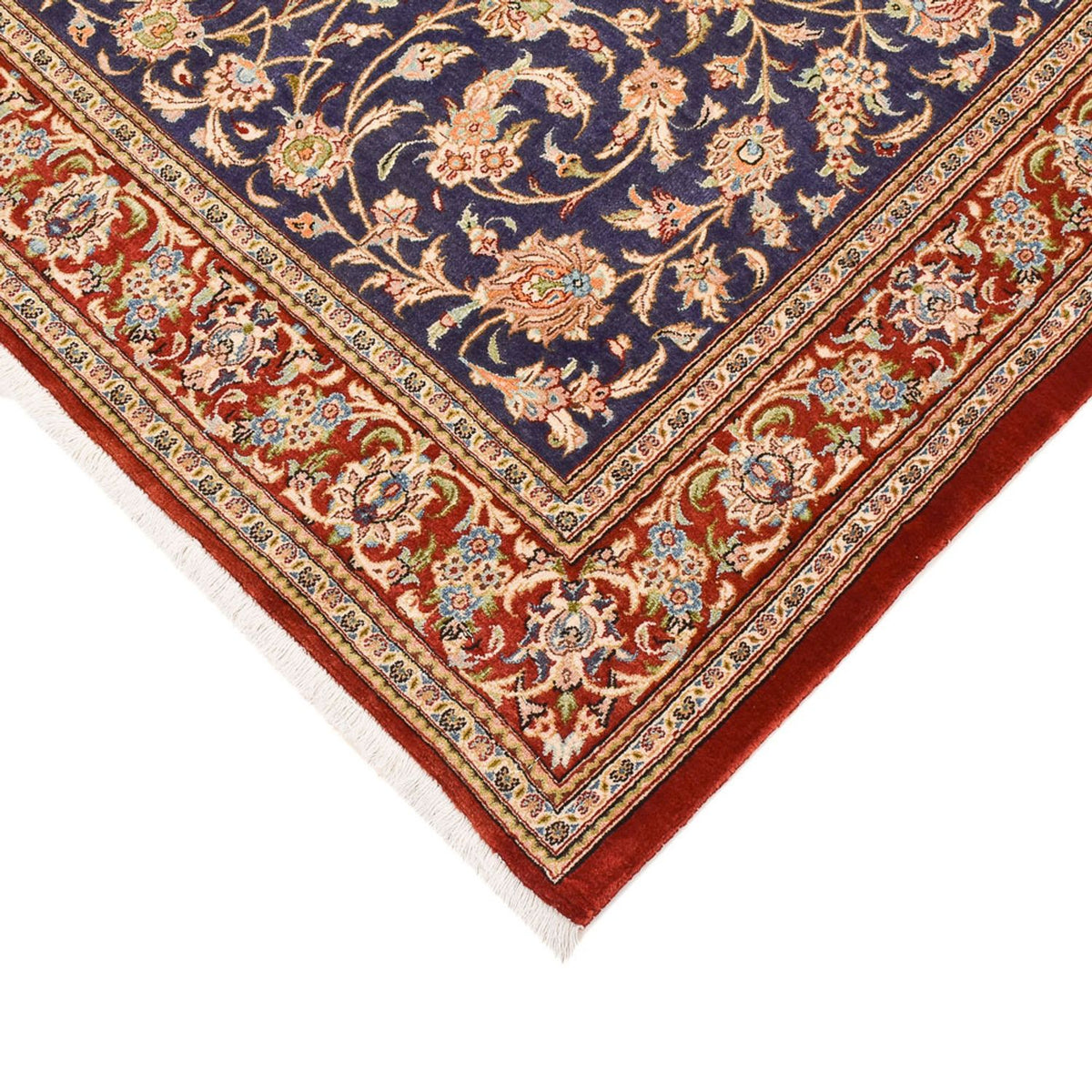 Tapis persan - Ghom - Royal - 203 x 133 cm - bleu foncé