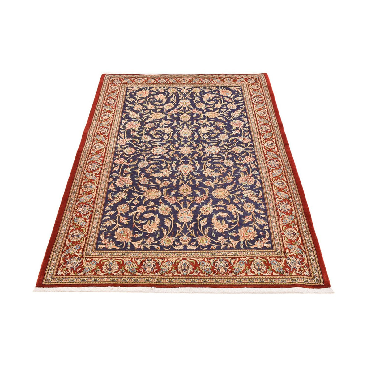 Tapis persan - Ghom - Royal - 203 x 133 cm - bleu foncé