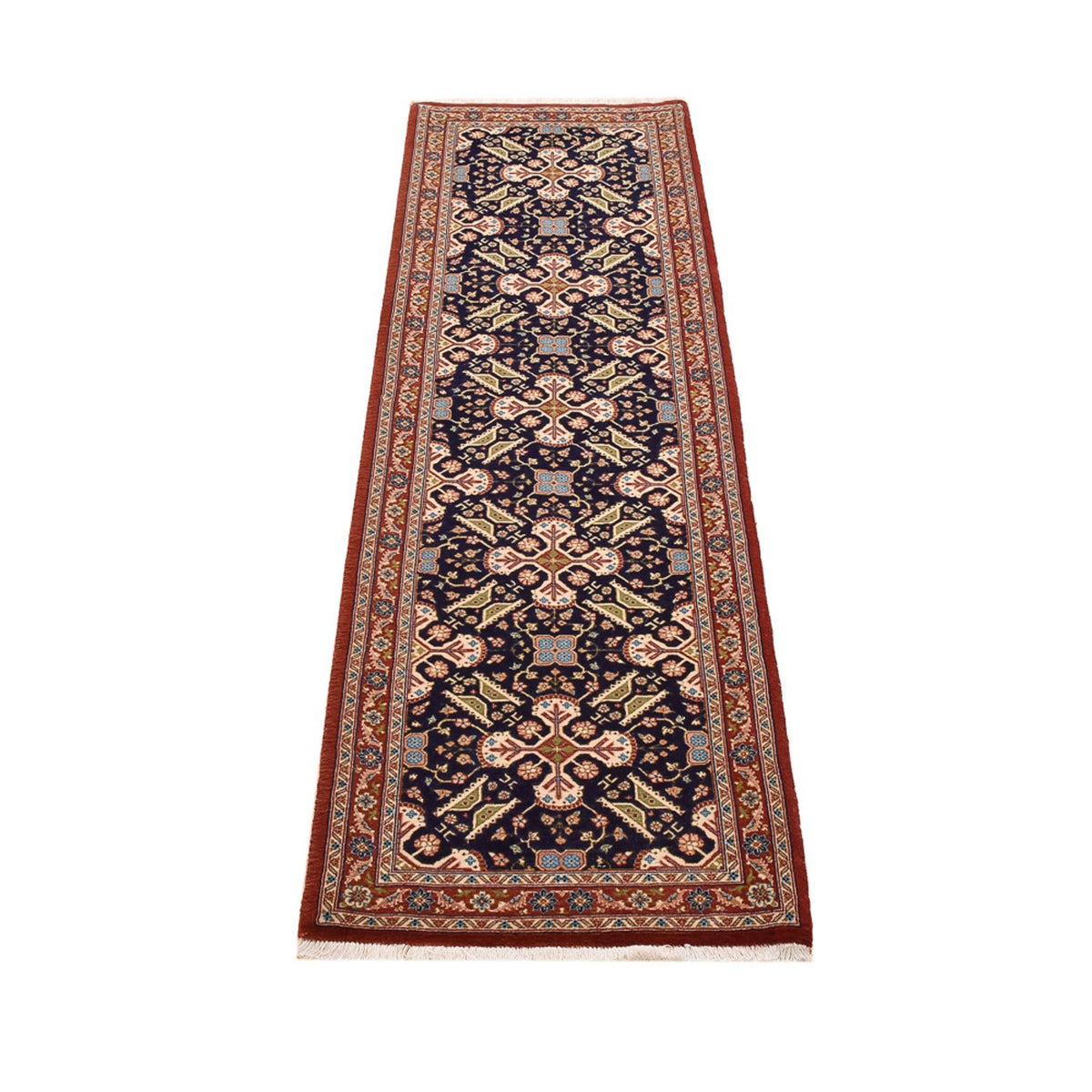 Tapis de couloir Tapis persan - Ghom - Royal - 204 x 55 cm - beige foncé