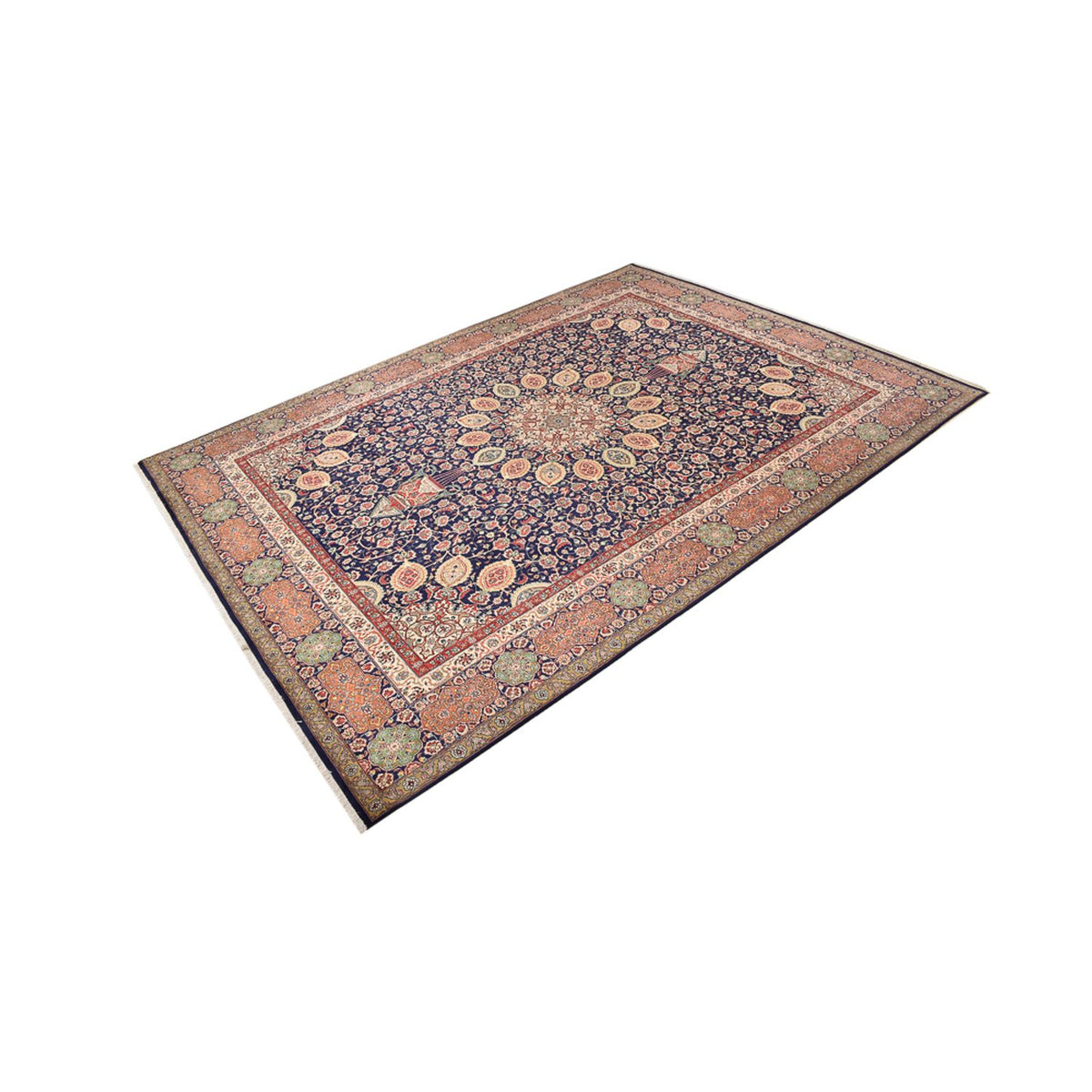 Tapis persan - Tabriz - Royal - 410 x 300 cm - bleu foncé
