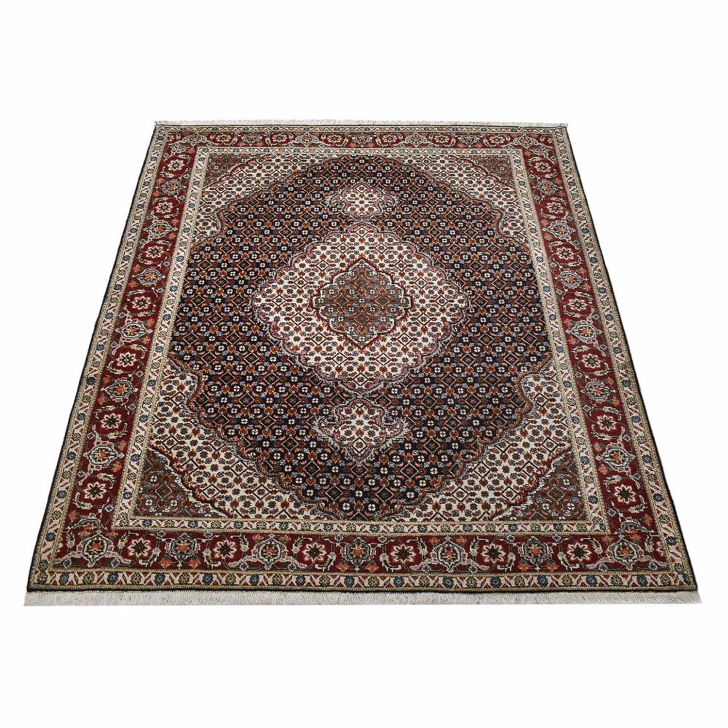 Tapis persan - Tabriz - Royal - 201 x 148 cm - marron foncé