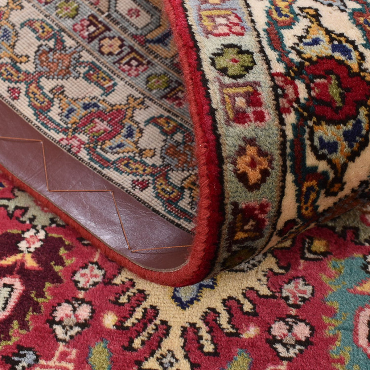 Tapis de couloir Tapis persan - Tabriz - Royal - 408 x 80 cm - rouge clair