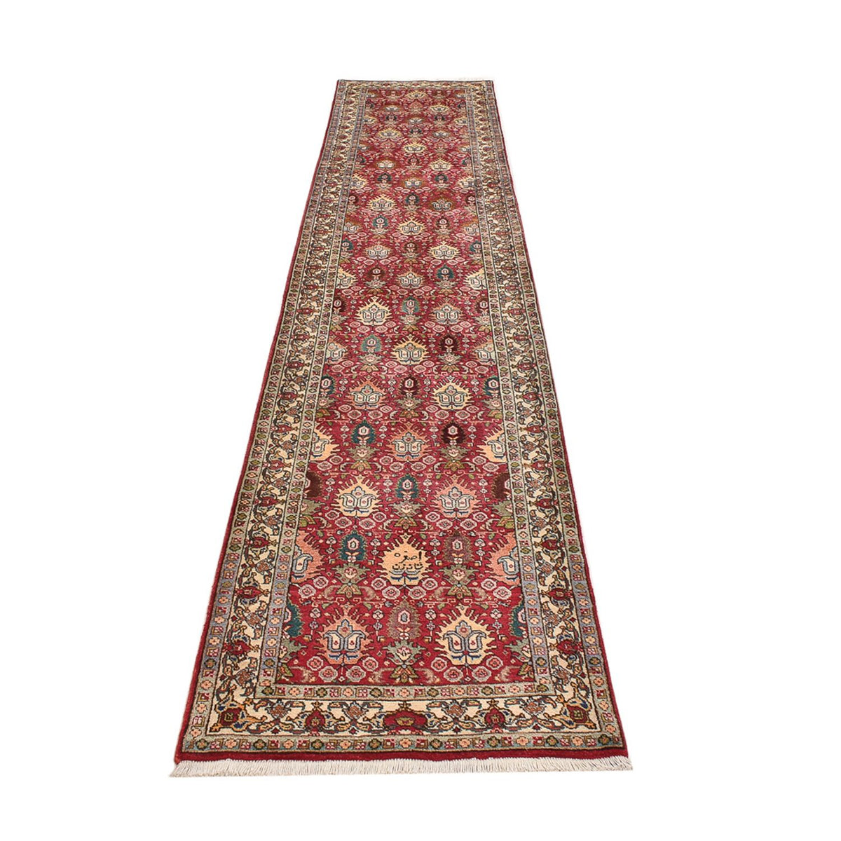 Tapis de couloir Tapis persan - Tabriz - Royal - 408 x 80 cm - rouge clair