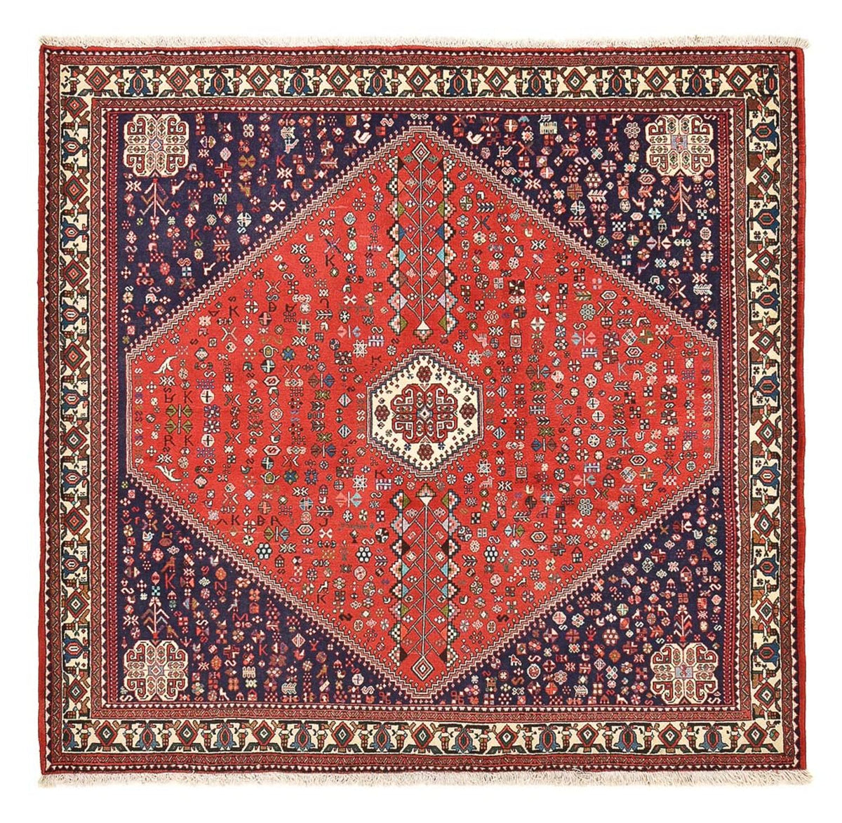 Tapis persan - Nomadic carré  - 205 x 197 cm - rouge