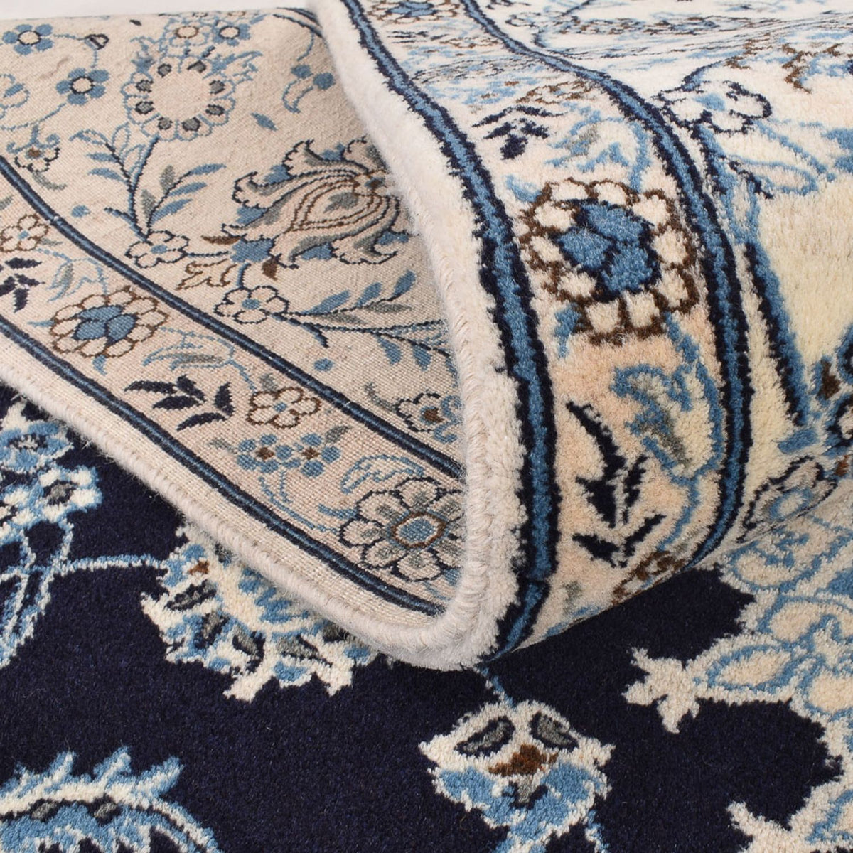 Tapis persan - Nain - 300 x 250 cm - bleu foncé