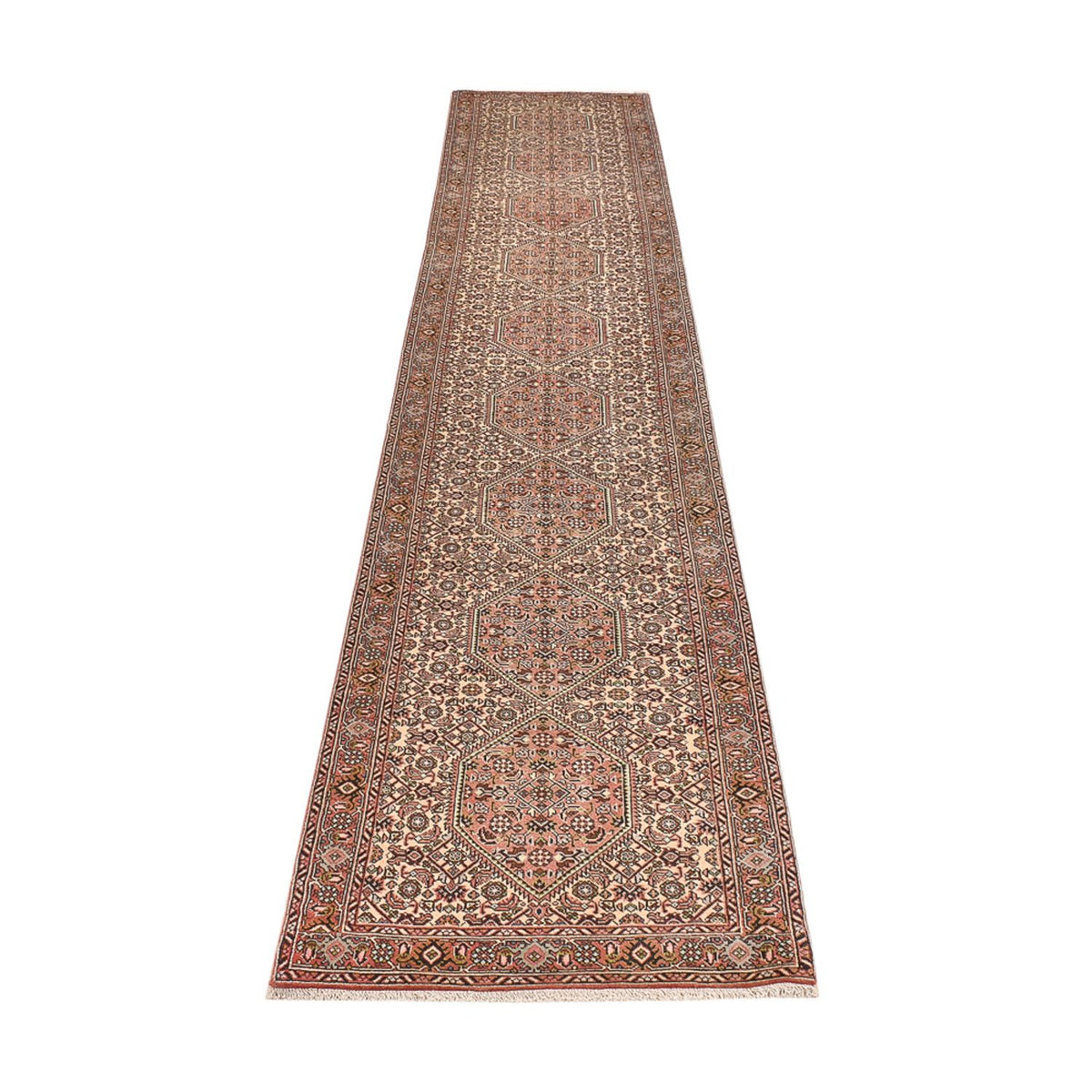 Tapis de couloir Tapis persan - Bidjar - 400 x 72 cm - beige foncé