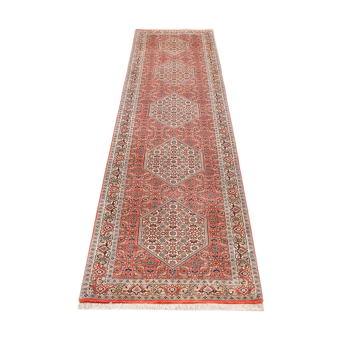 Tapis de couloir Tapis persan - Bidjar - 308 x 79 cm - rouille