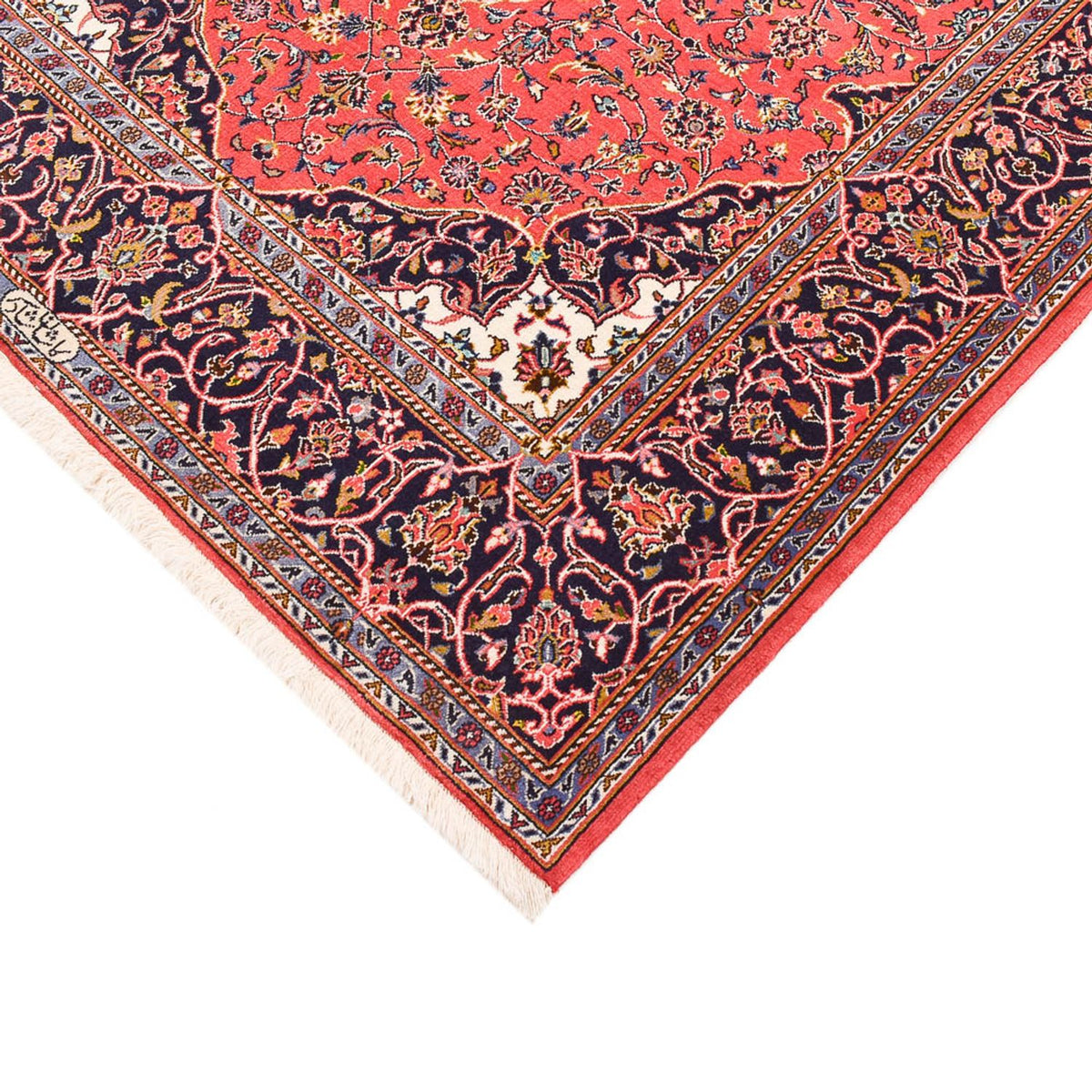 Tapis persan - Keshan - 222 x 142 cm - rouge clair