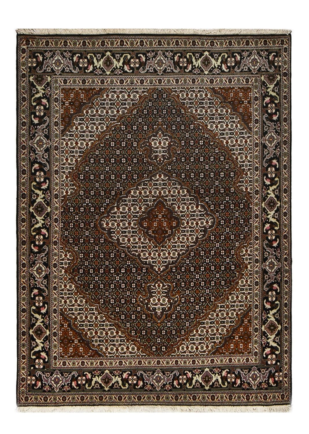 Tapis persan - Tabriz - Royal - 198 x 148 cm - marron foncé