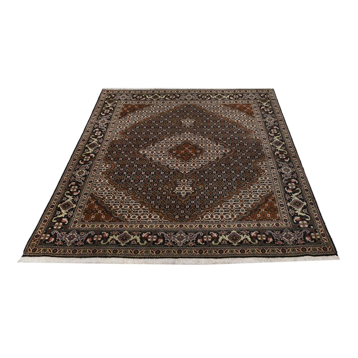 Tapis persan - Tabriz - Royal - 198 x 148 cm - marron foncé