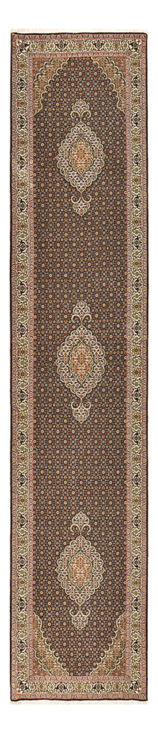Tapis de couloir Tapis persan - Tabriz - Royal - 396 x 82 cm - beige foncé