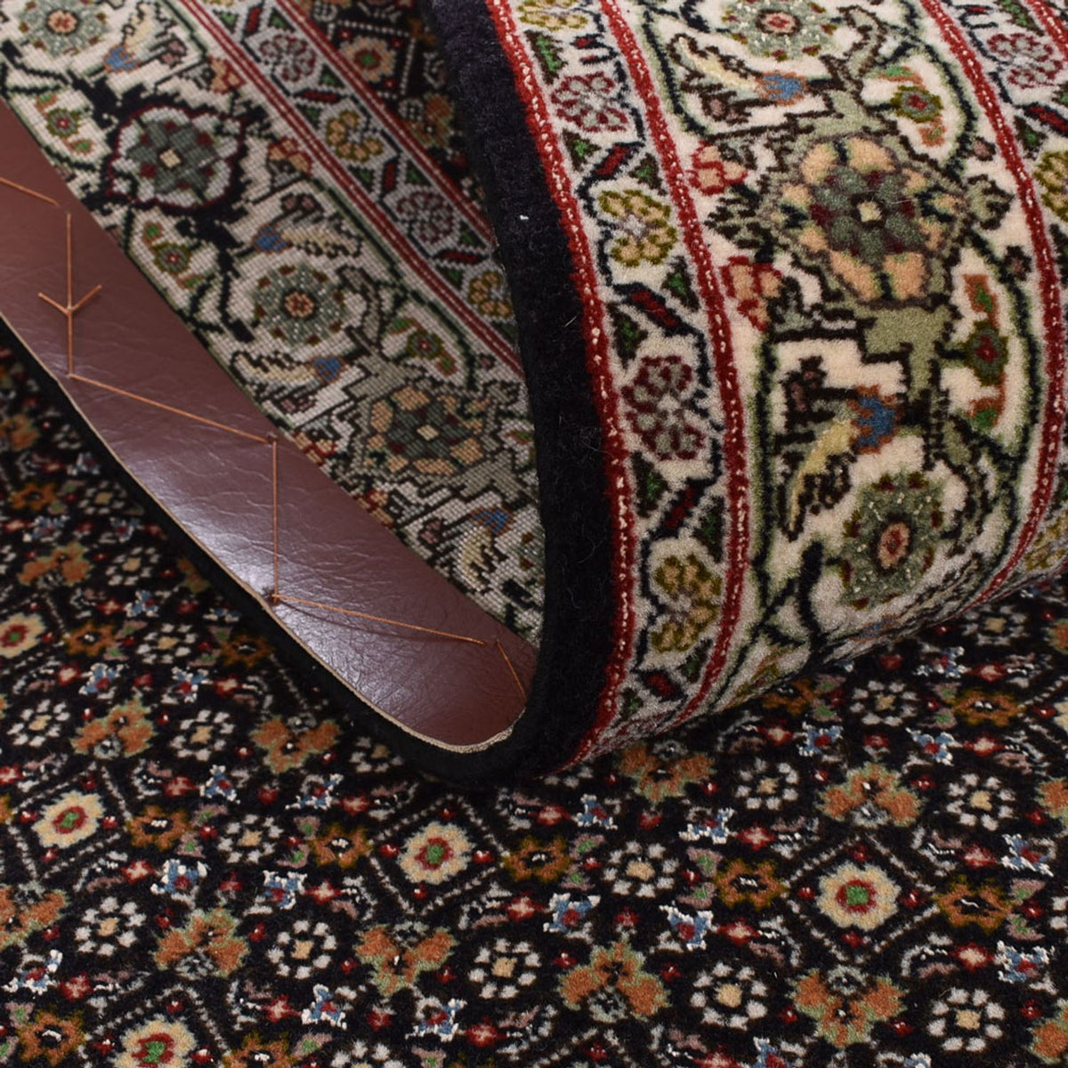 Tapis de couloir Tapis persan - Tabriz - Royal - 396 x 82 cm - beige foncé