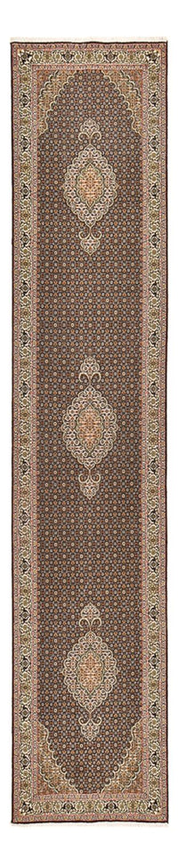 Tapis de couloir Tapis persan - Tabriz - Royal - 390 x 82 cm - beige foncé