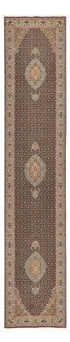 Tapis de couloir Tapis persan - Tabriz - Royal - 390 x 82 cm - beige foncé