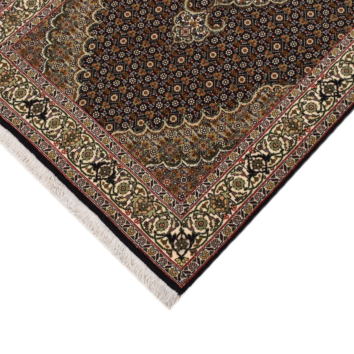 Tapis de couloir Tapis persan - Tabriz - Royal - 393 x 82 cm - beige foncé