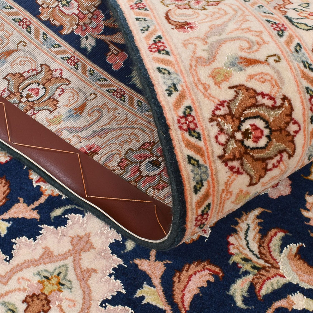 Tapis de couloir Tapis persan - Tabriz - Royal - 310 x 82 cm - bleu foncé