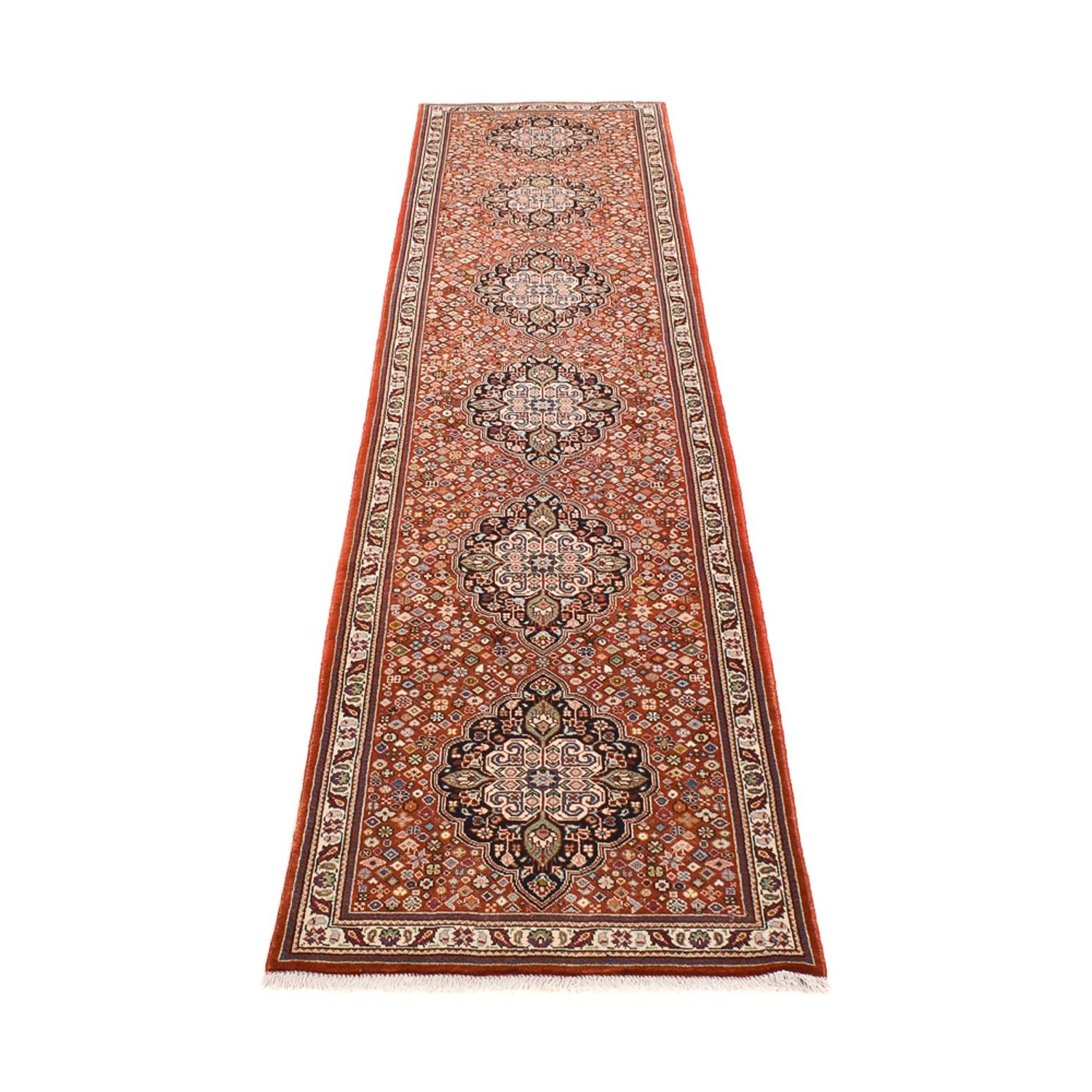 Tapis de couloir Tapis persan - Ghom - 310 x 79 cm - beige foncé