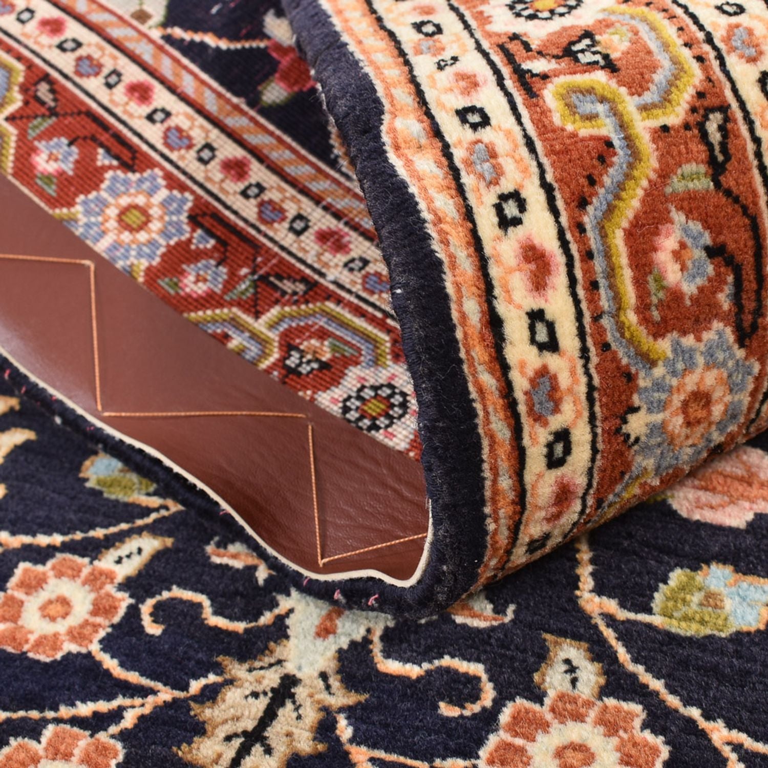 Tapis persan - Ghom - 105 x 70 cm - bleu foncé