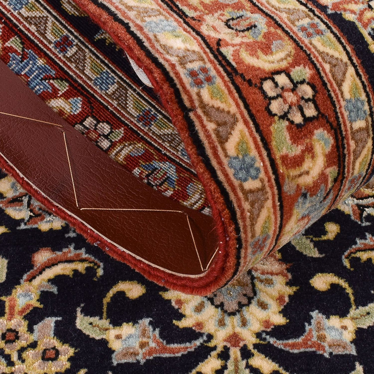 Tapis de couloir Tapis persan - Ghom - Royal - 200 x 50 cm - beige foncé