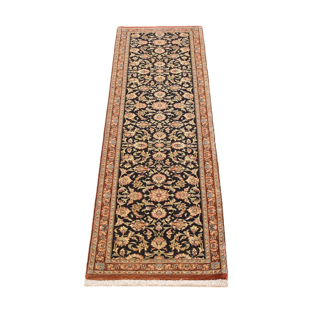 Tapis de couloir Tapis persan - Ghom - Royal - 200 x 50 cm - beige foncé
