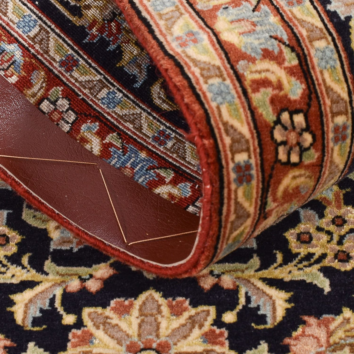 Tapis de couloir Tapis persan - Ghom - Royal - 200 x 50 cm - beige foncé