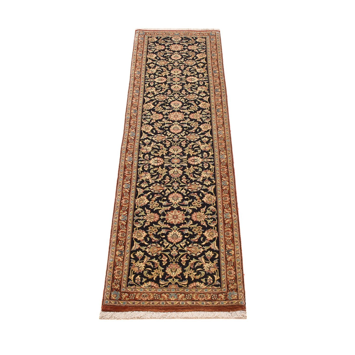 Tapis de couloir Tapis persan - Ghom - Royal - 200 x 50 cm - beige foncé
