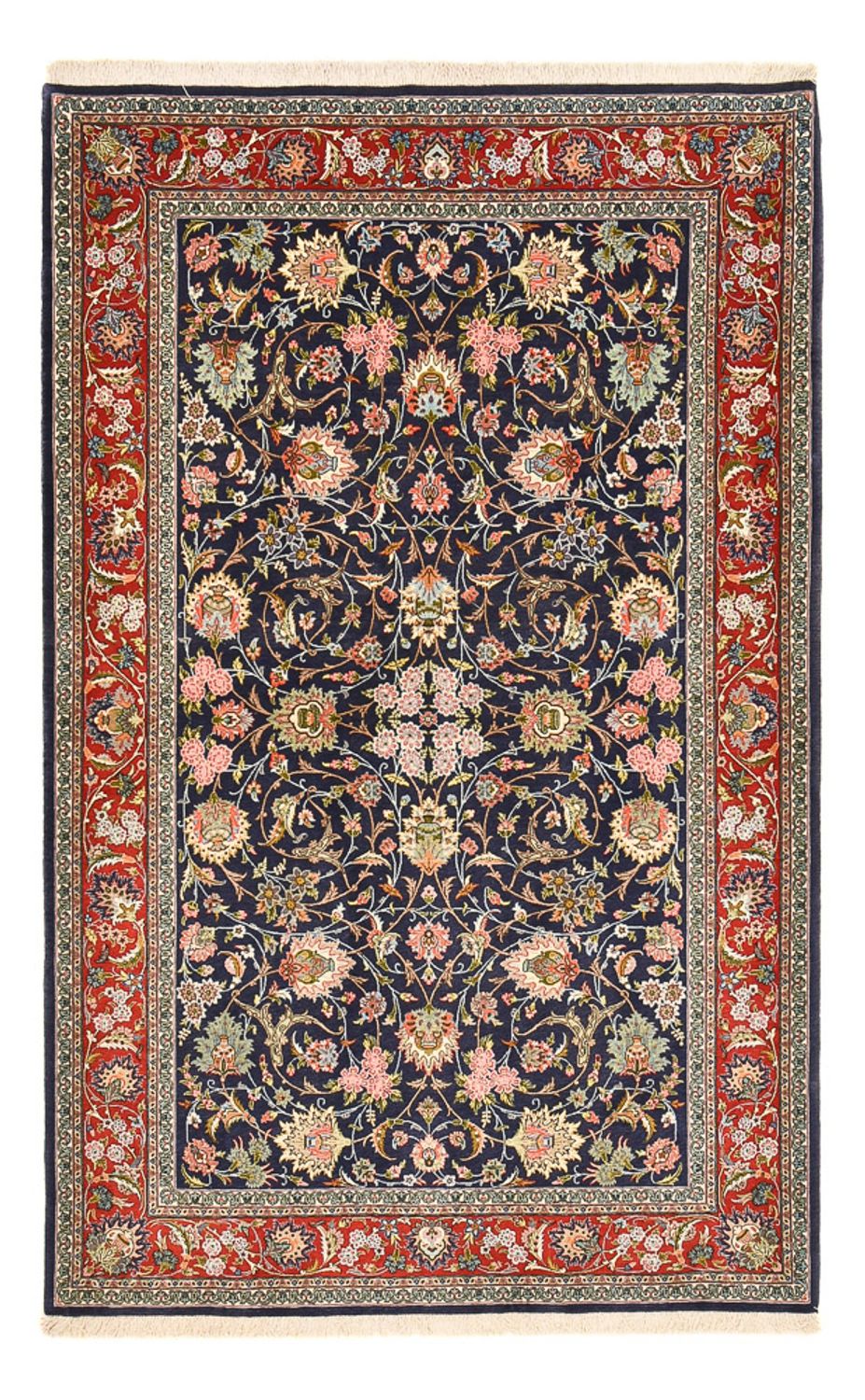 Tapis persan - Isfahan - Premium - 220 x 140 cm - bleu foncé
