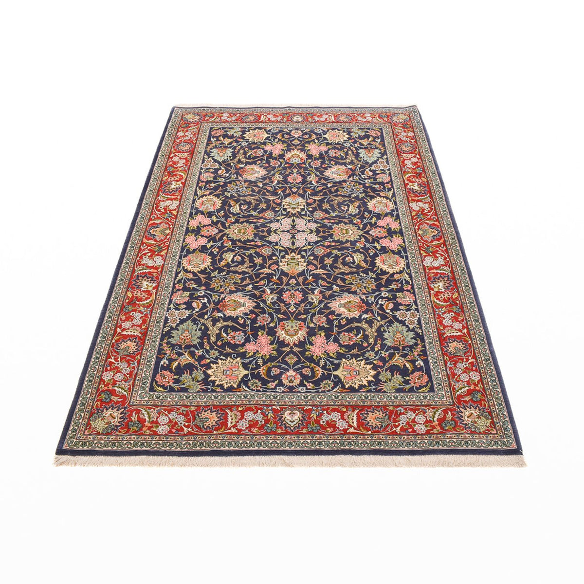 Tapis persan - Isfahan - Premium - 220 x 140 cm - bleu foncé