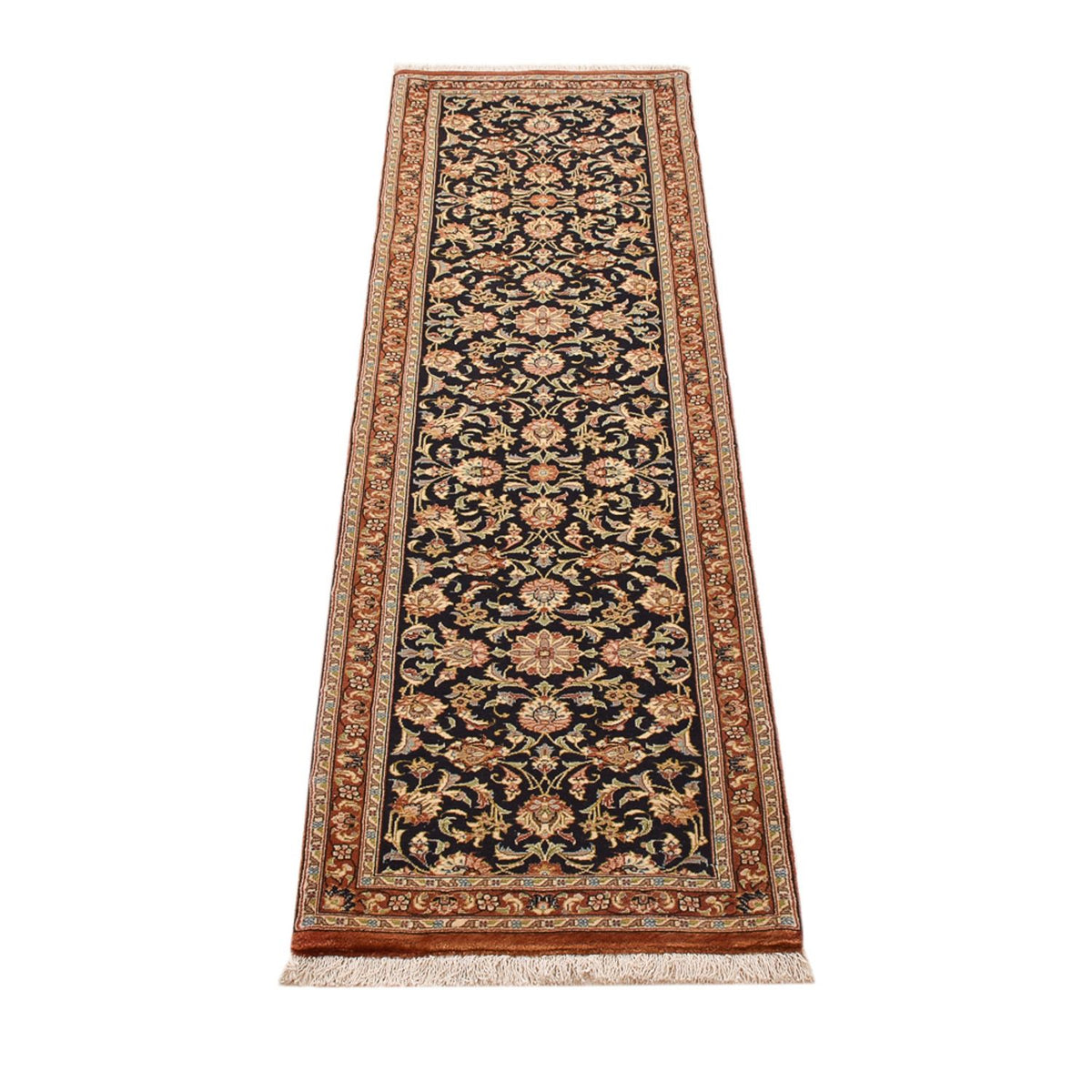 Tapis de couloir Tapis persan - Ghom - Royal - 205 x 52 cm - beige foncé