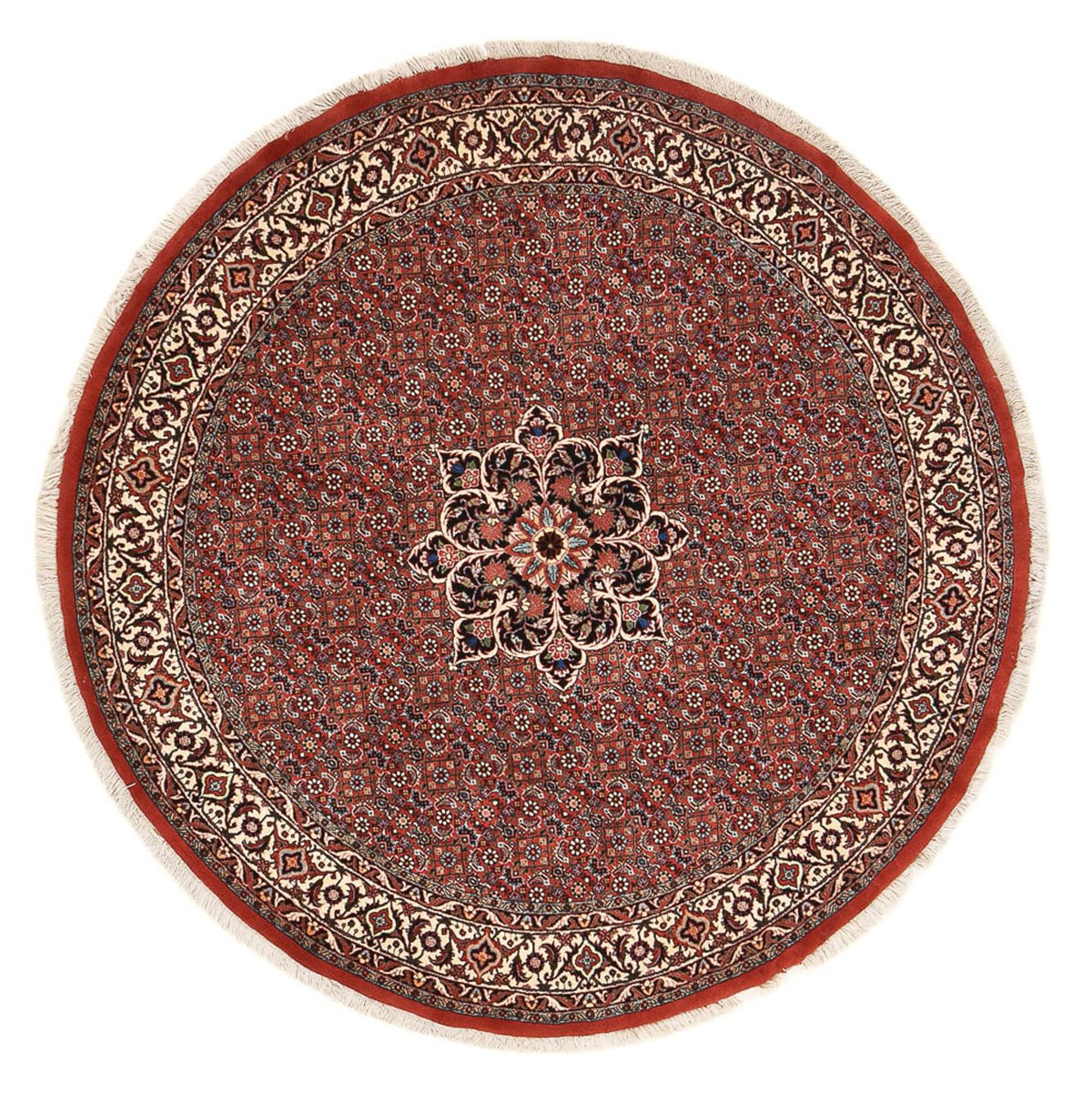 Tapis persan - Bidjar ronde  - 170 x 170 cm - rouge foncé