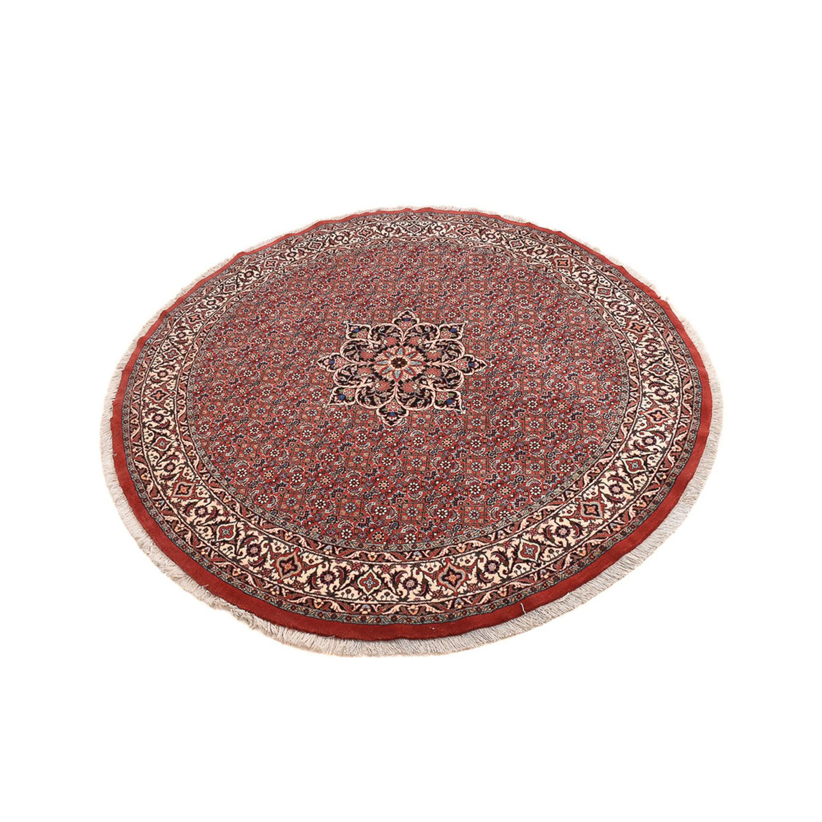 Tapis persan - Bidjar ronde  - 170 x 170 cm - rouge foncé