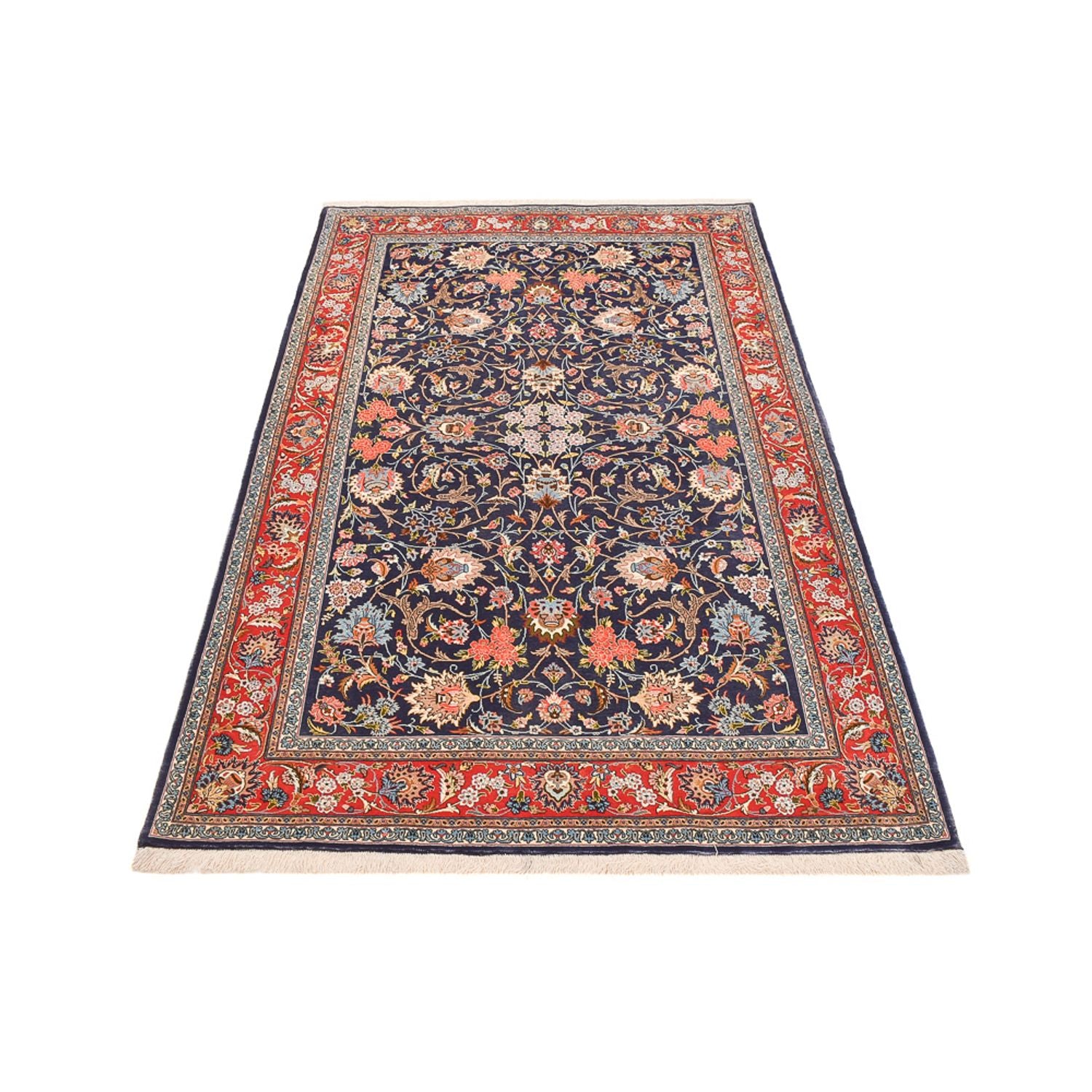 Tapis persan - Isfahan - Premium - 226 x 136 cm - bleu foncé