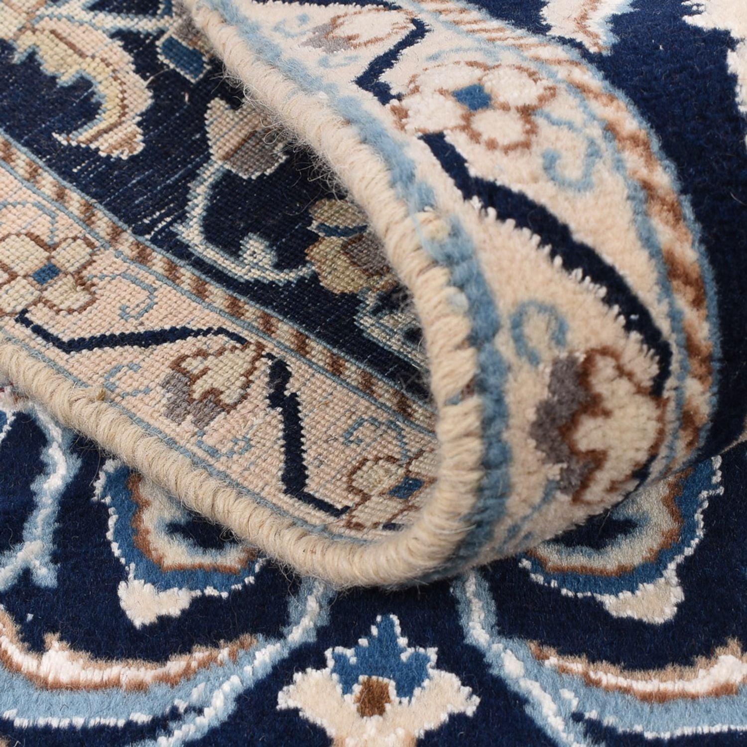 Tapis de couloir Tapis persan - Nain - Royal - 185 x 56 cm - bleu foncé