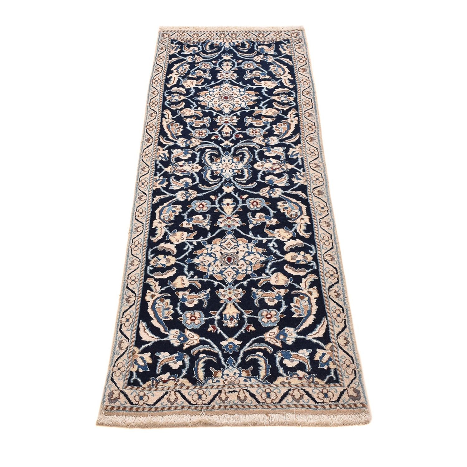 Tapis de couloir Tapis persan - Nain - Royal - 185 x 56 cm - bleu foncé