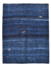 Tapis Gabbeh - Loribaft Persan - 195 x 158 cm - bleu foncé