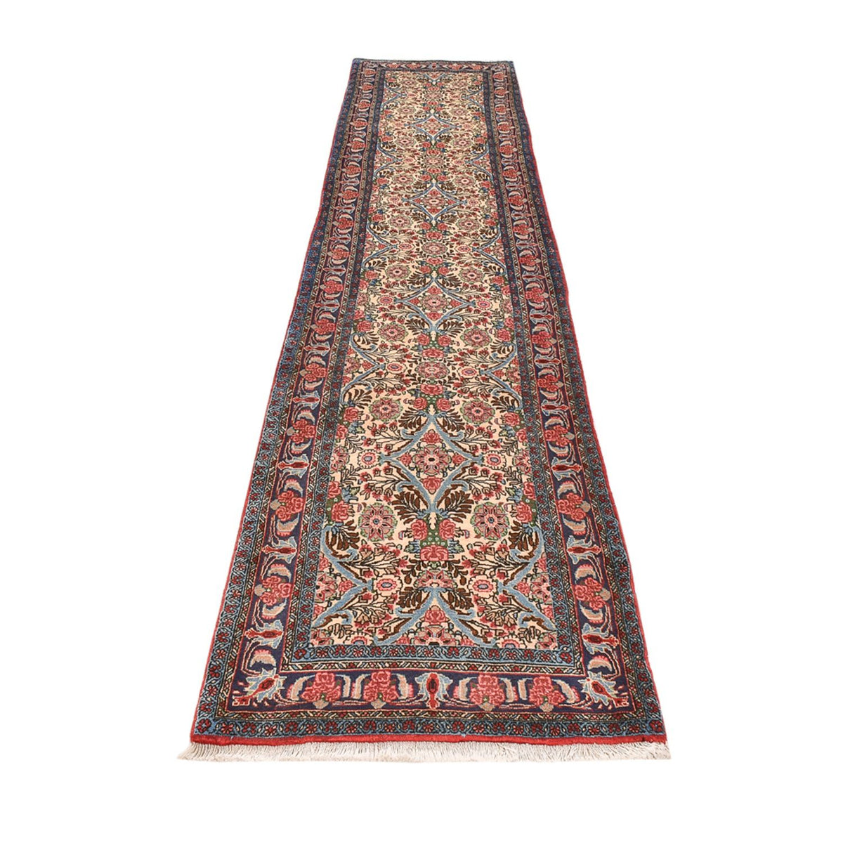 Tapis de couloir Tapis persan - Bidjar - 375 x 83 cm - beige