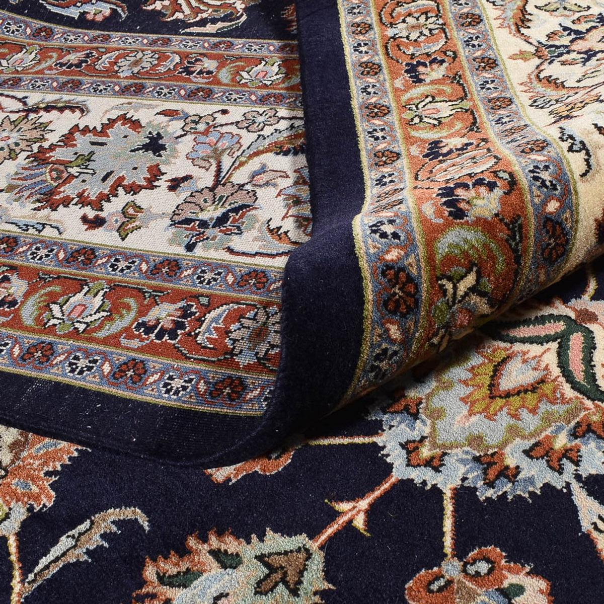 Tapis persan - Classique - Royal - 393 x 302 cm - bleu foncé