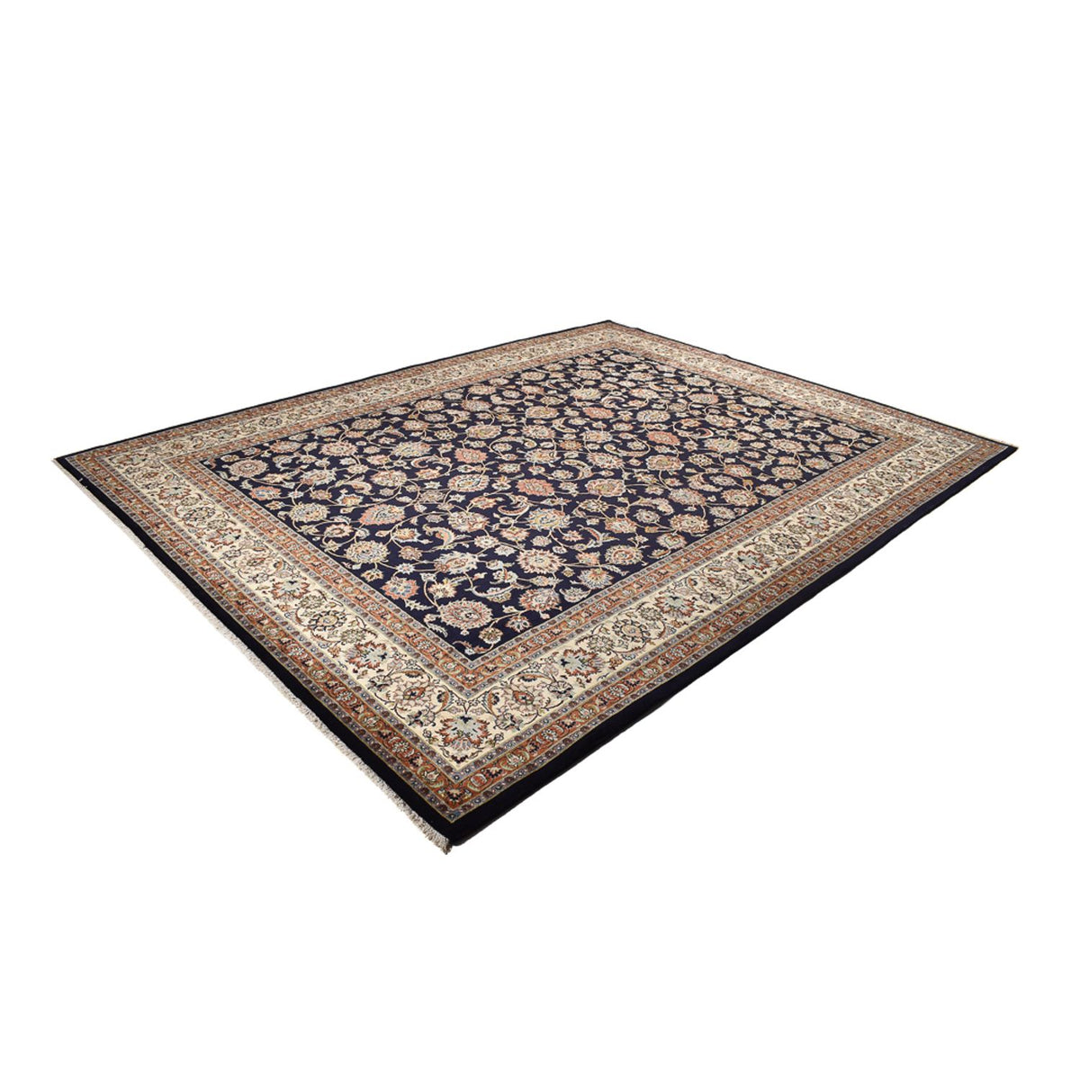 Tapis persan - Classique - Royal - 393 x 302 cm - bleu foncé