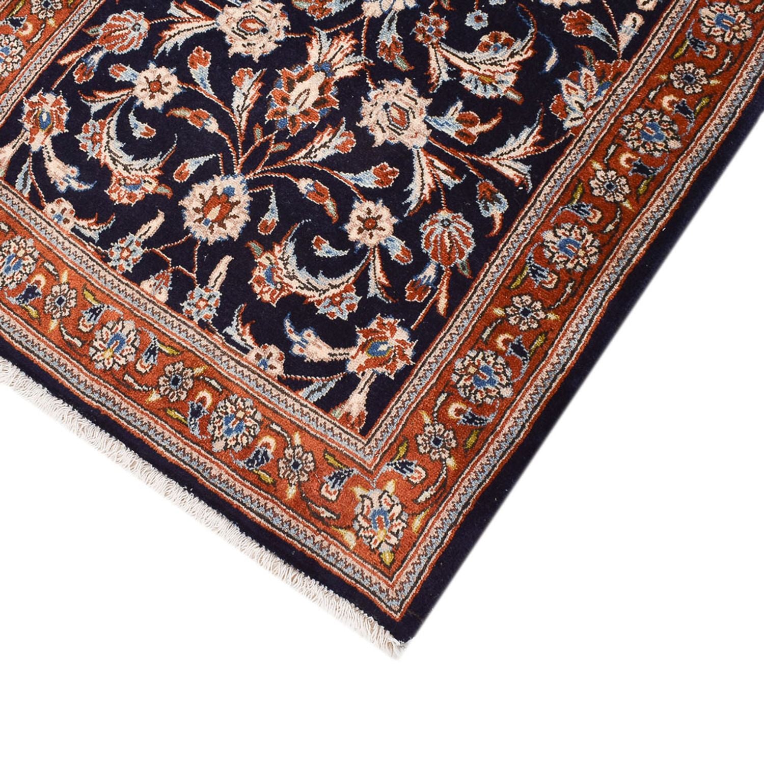 Tapis de couloir Tapis persan - Keshan - 338 x 78 cm - bleu foncé