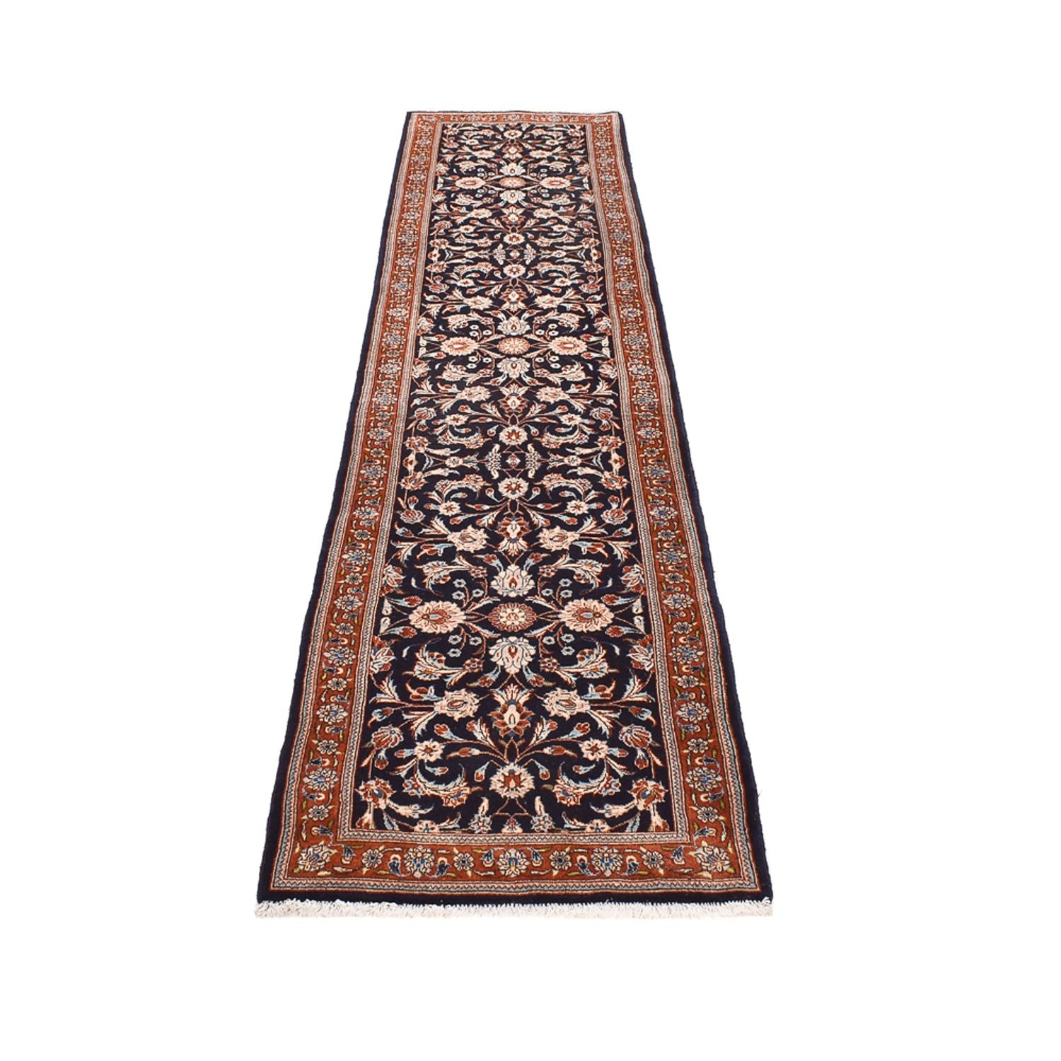 Tapis de couloir Tapis persan - Keshan - 338 x 78 cm - bleu foncé