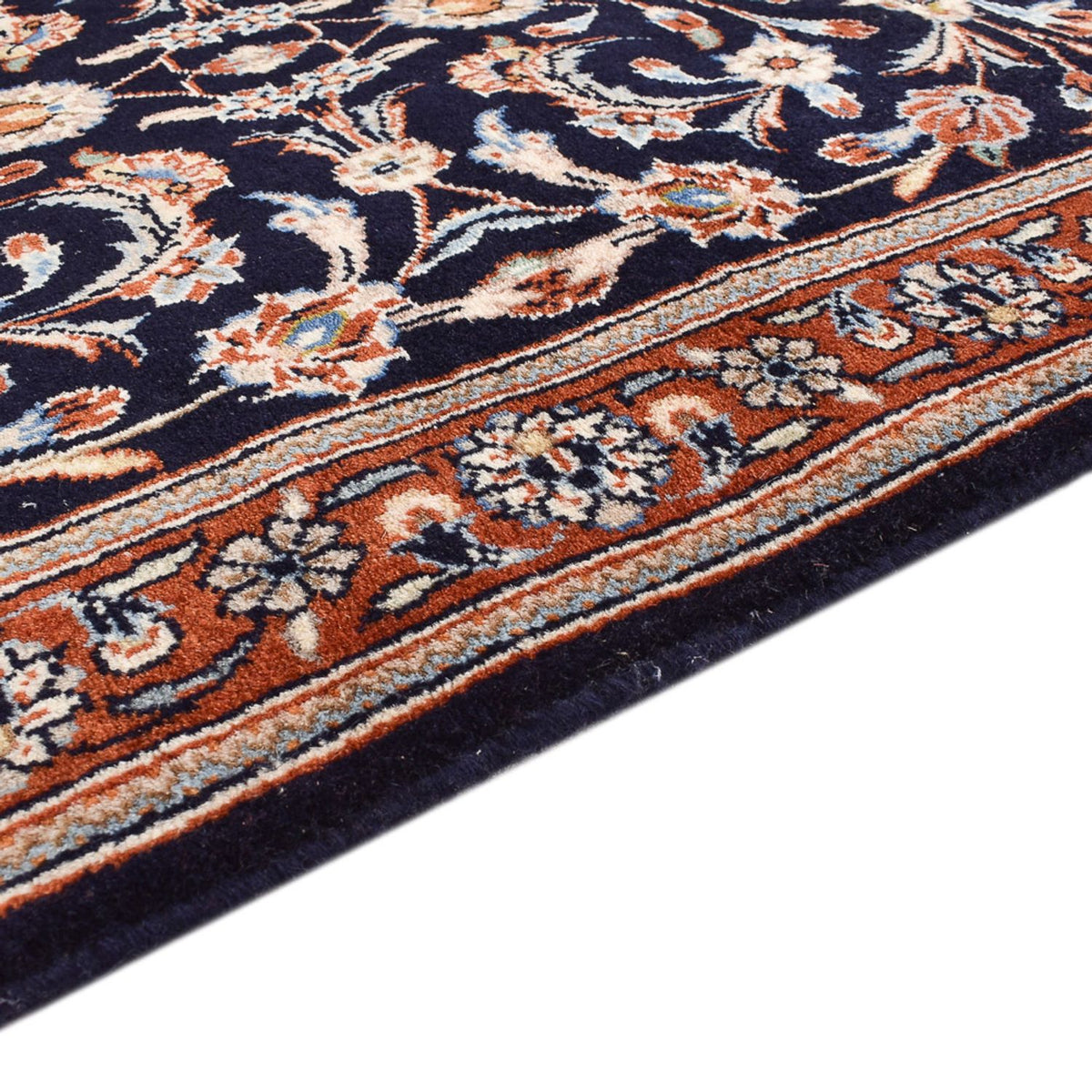 Tapis de couloir Tapis persan - Keshan - 338 x 75 cm - bleu foncé