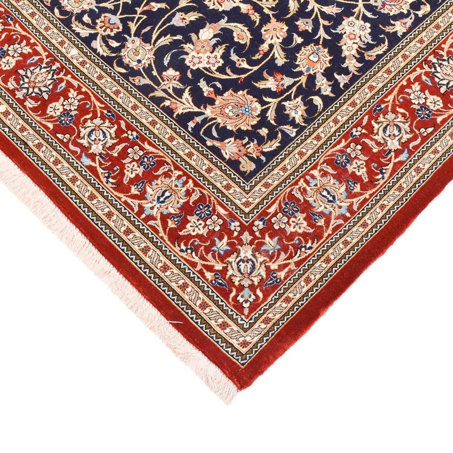 Tapis persan - Ghom - Royal - 204 x 133 cm - bleu foncé