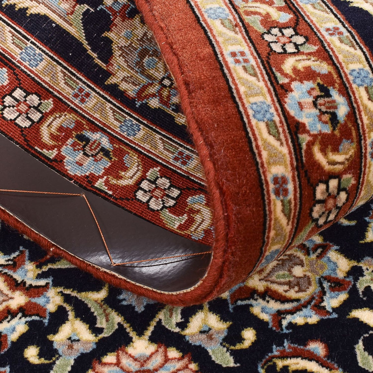 Tapis de couloir Tapis persan - Ghom - Royal - 196 x 54 cm - bleu foncé