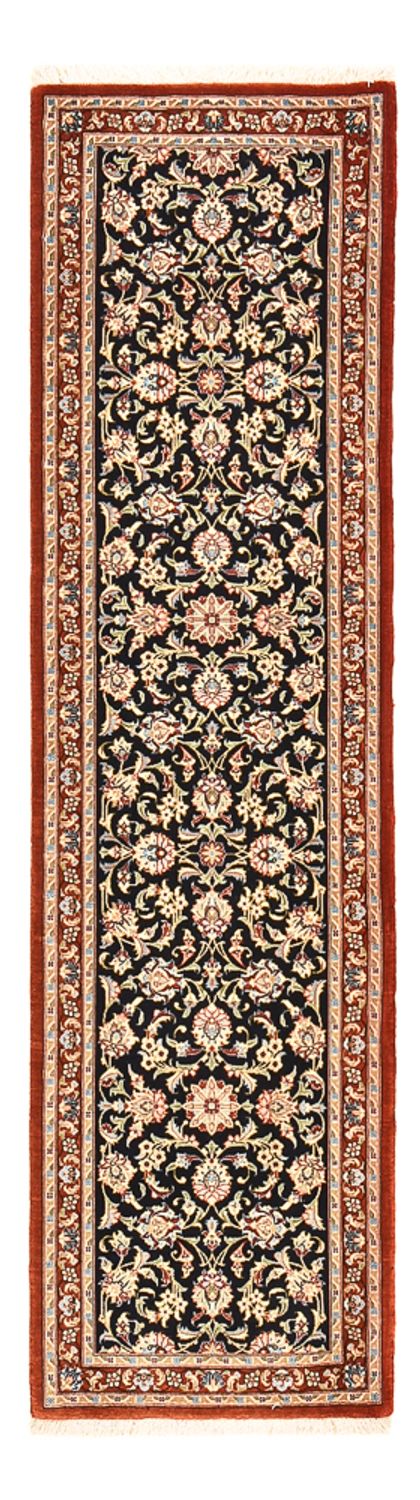 Tapis de couloir Tapis persan - Ghom - Royal - 196 x 54 cm - bleu foncé